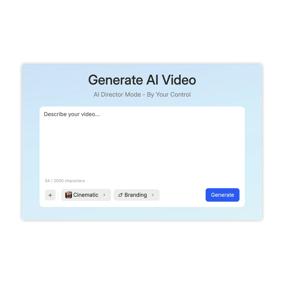Open Generate AI Video in Visla to start a new AI Director Mode project or enhance a prompt for an individual clip or thumbnail.